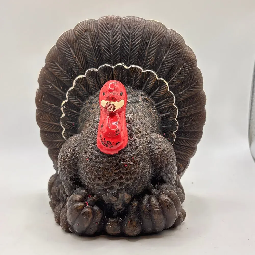 Vintage Gurley Hand Painted Molded Thanksgiving Turkey Candle Unused Rare Decor